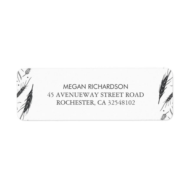 Wheat Fall Wedding Modern Label (Front)