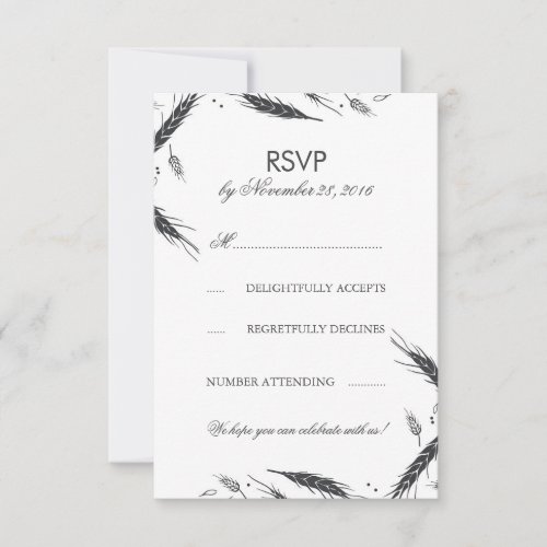 Wheat Fall Wedding RSVP - Fall wedding reply card with wheat stems
