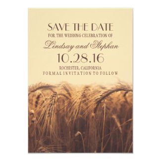 Wheat Fall Wedding Save the Date Invitations