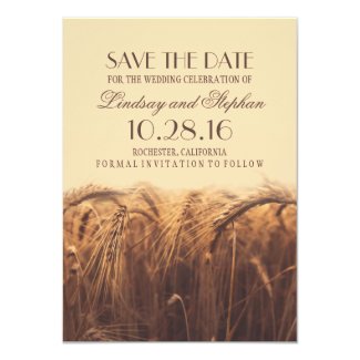 Wheat Fall Wedding Save the Date Invitations