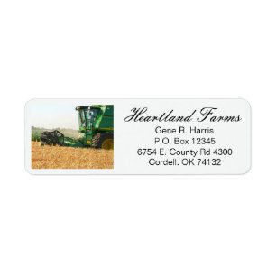 Wheat Farm Harvest Tractor Return Address Labels