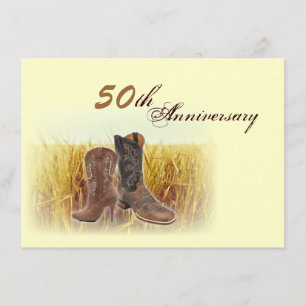 wheat farm western cowboy 50th wedding anniversary invitation