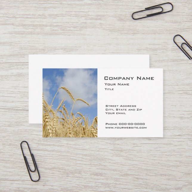 Wheat Farmer Business Cards (Front/Back In Situ)