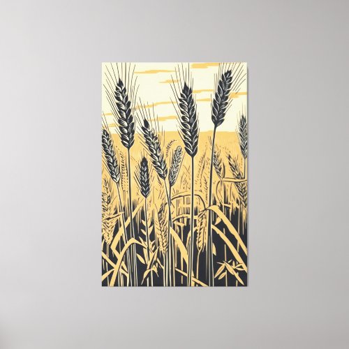 Wheat Field Abstract Colorful Nature Art Canvas Print