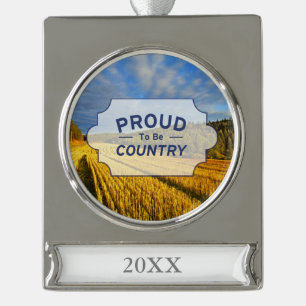 Wheat Field After Harvest Silver Plated Banner Ornament