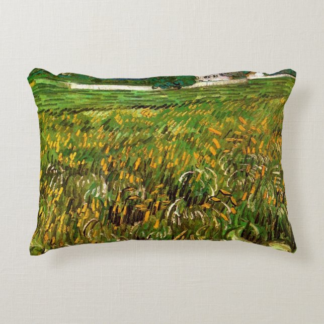 Wheat Field at Auvers by Vincent van Gogh Accent Pillow (Front)