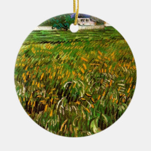 Wheat Field at Auvers by Vincent van Gogh Ceramic Ornament