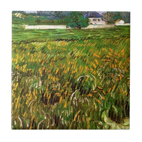 Wheat Field at Auvers by Vincent van Gogh Ceramic Tile