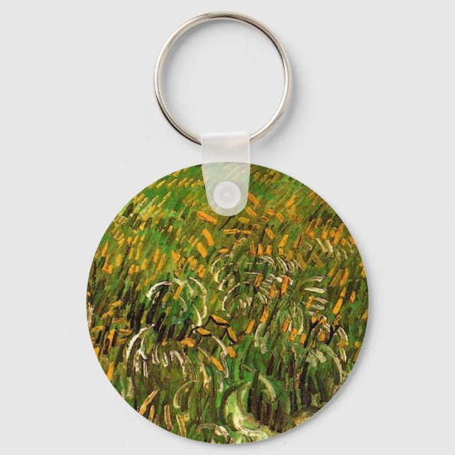 Wheat Field at Auvers by Vincent van Gogh Keychain (Front)