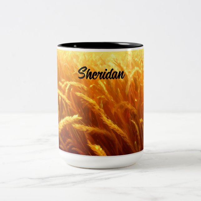 Wheat Field in Summer Two-Tone Coffee Mug (Center)