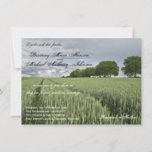 Wheat Field Oak Tree Country Wedding Invitations