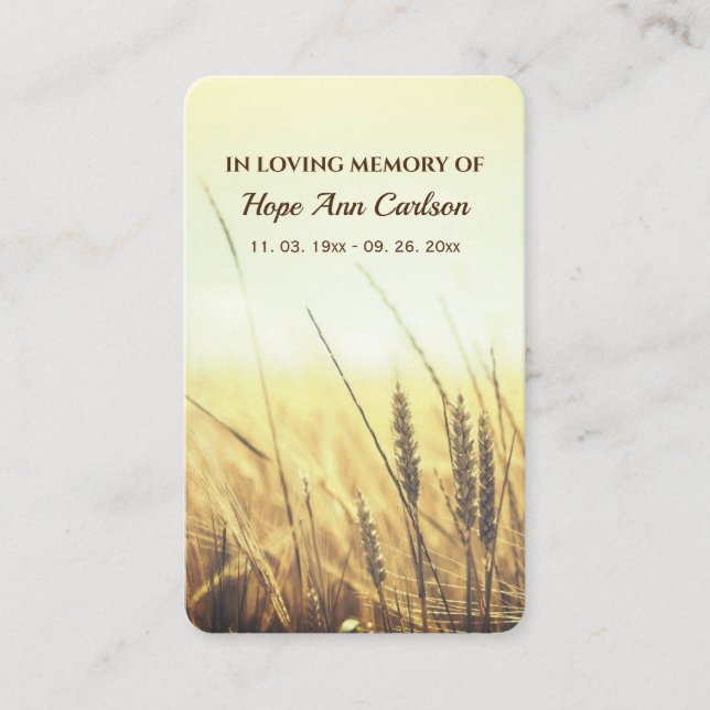 Wheat Field Psalm 23 Bible Verse Memorial Card (Front)