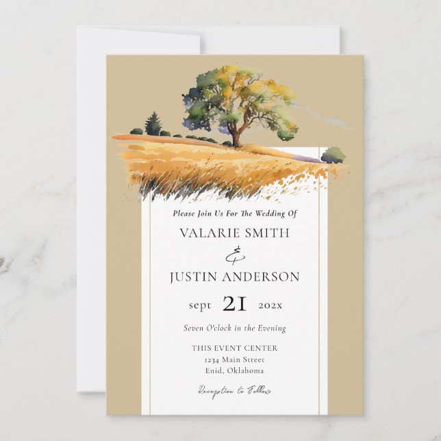 Wheat Field Trees Wedding All in One Invitation (Front)