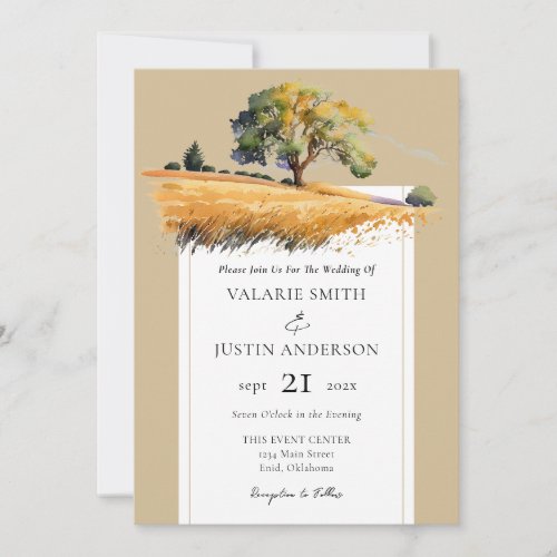 Wheat Field Trees Wedding All in One Invitation