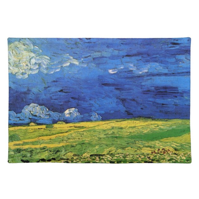 Wheat Field Under Clouded Sky by Vincent van Gogh Cloth Placemat (Front)