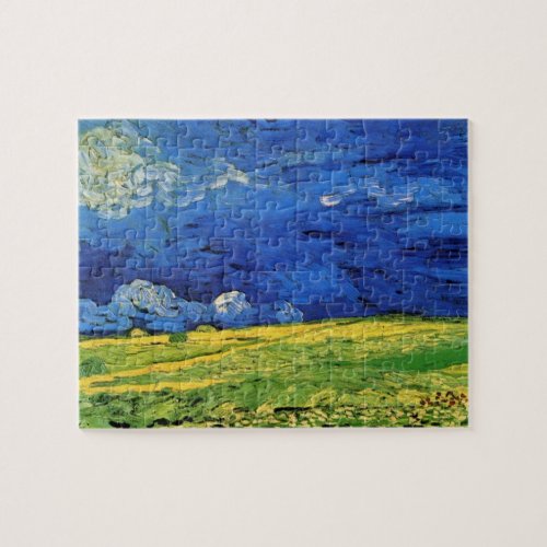 Wheat Field Under Clouded Sky by Vincent van Gogh Jigsaw Puzzle