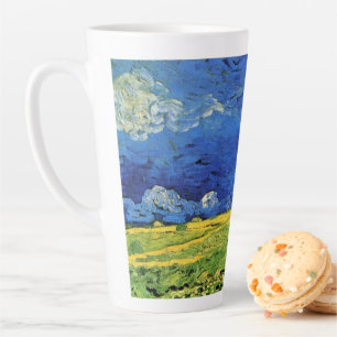 Wheat Field Under Clouded Sky by Vincent van Gogh Latte Mug