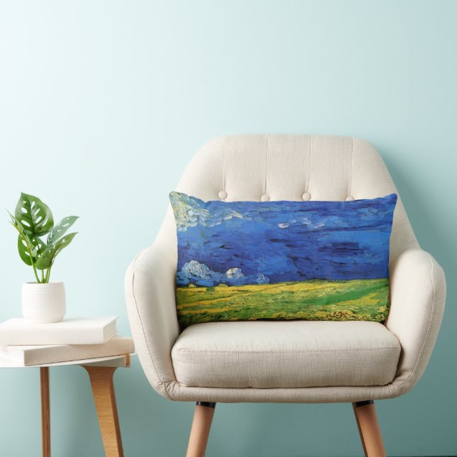 Wheat Field Under Clouded Sky by Vincent van Gogh Lumbar Pillow (Chair)