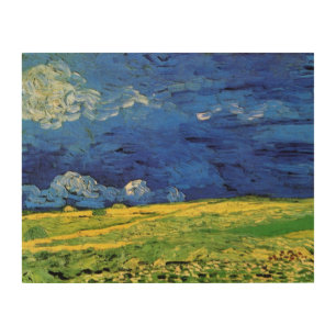 Wheat Field Under Clouded Sky by Vincent van Gogh Wood Wall Decor
