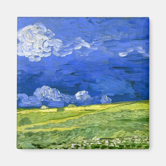 Wheat Field Under Clouded Sky Van Gogh Fine Art Magnet (Front)