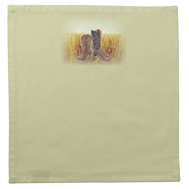 Wheat Field western country cowboy boots Napkin (Front)