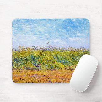 Wheat Field with a Lark by Vincent Van Gogh Mouse Pad