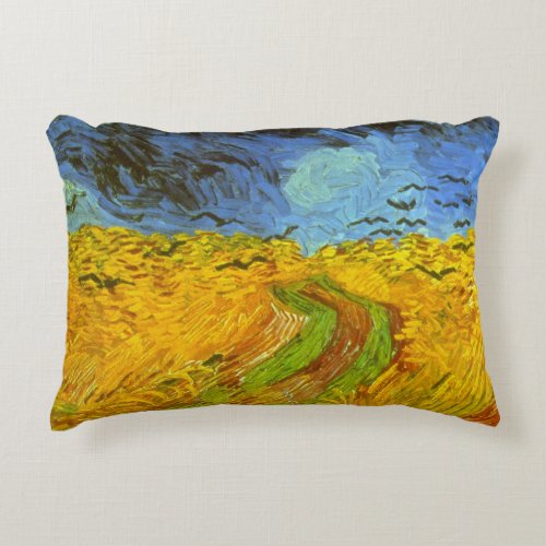 Wheat Field with Crows by Vincent van Gogh Decorative Pillow