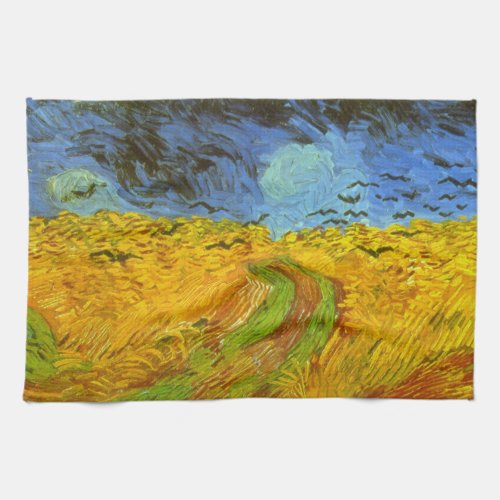Wheat Field with Crows by Vincent van Gogh Kitchen Towel