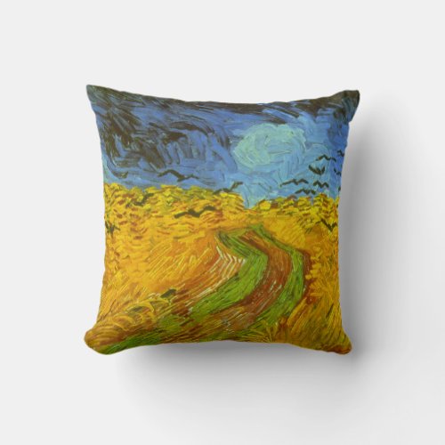 Wheat Field with Crows by Vincent van Gogh Throw Pillow