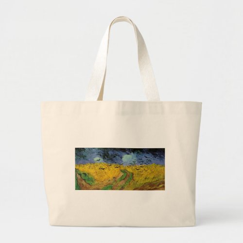 Wheat Field with Crows Large Tote Bag