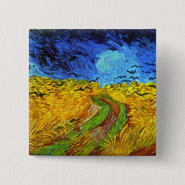 Wheat Field with Crows Van Gogh Fine Art Button (Front)