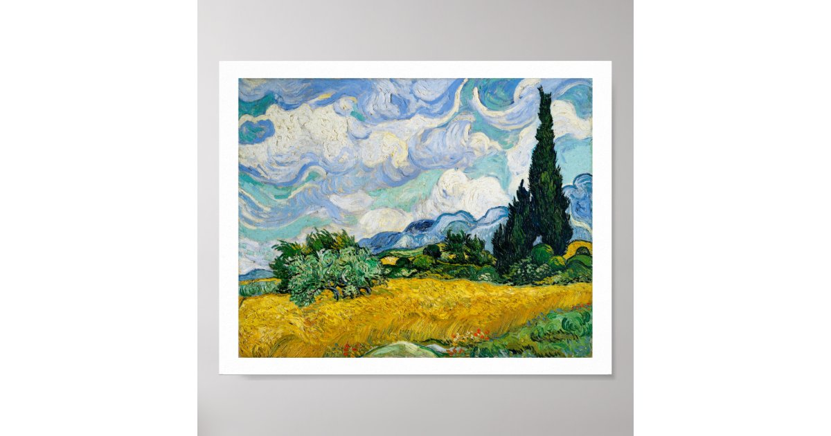 Wheat Field With Cypresses 18 Vincent Van Gogh Poster Zazzle Com