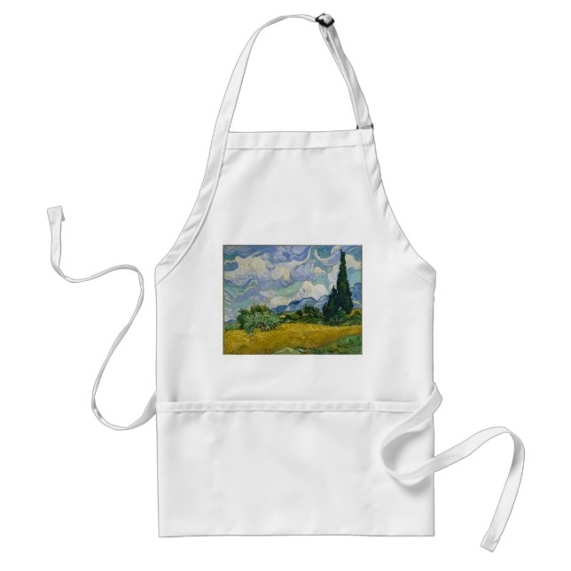 Wheat Field with Cypresses by Vincent van Gogh Adult Apron (Front)