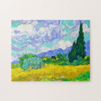 Wheat Field with Cypresses by Vincent Van Gogh art Jigsaw Puzzle