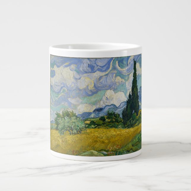 Wheat Field with Cypresses by Vincent van Gogh Giant Coffee Mug (Front)