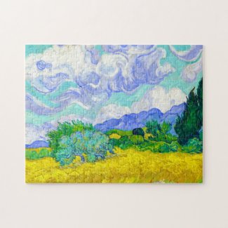 Wheat Field with Cypresses by Vincent Van Gogh Jigsaw Puzzle