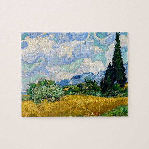 Wheat Field with Cypresses by Vincent Van Gogh Jigsaw Puzzle