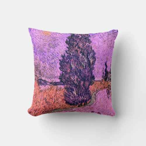 Wheat Field with Cypresses by Vincent Van Gogh Throw Pillow