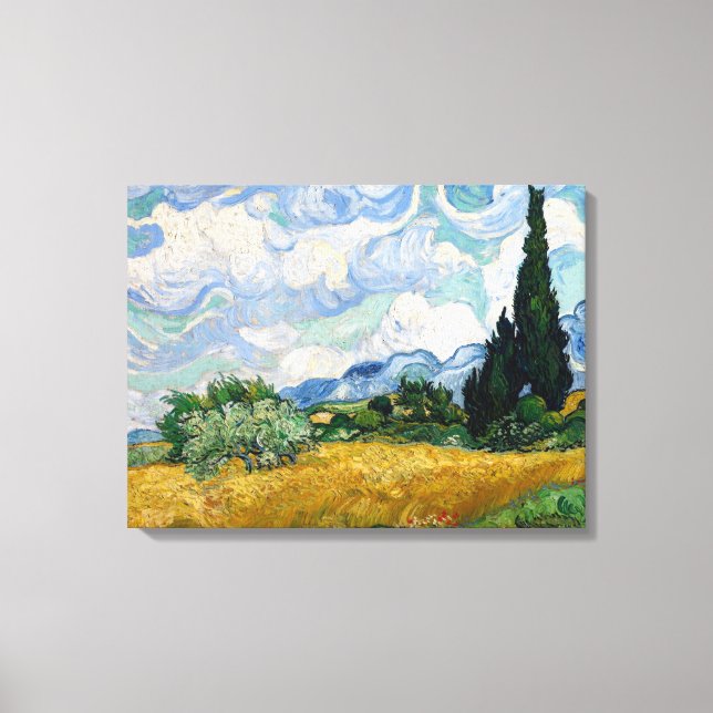 Wheat Field with Cypresses Canvas Print (Front)