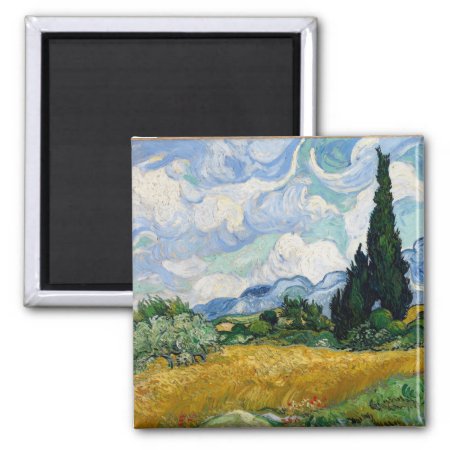 Wheat Field With Cypresses Magnet