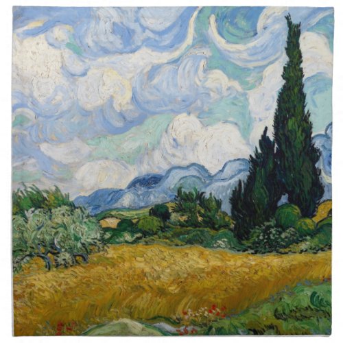 Wheat Field with Cypresses Napkin