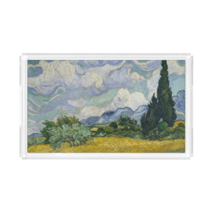 Wheat Field with Cypresses, Oil Painting, Van Gogh Acrylic Tray