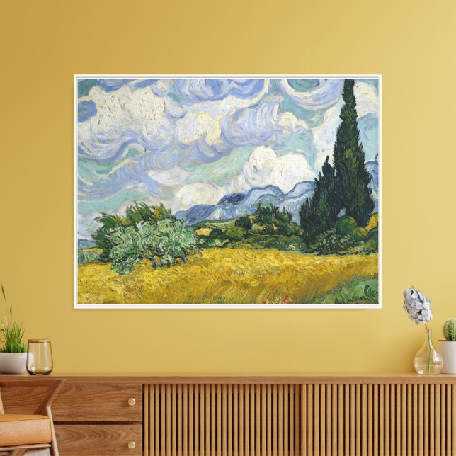 Wheat Field with Cypresses, Oil Painting, Van Gogh Canvas Print (Insitu(LivingRoom))