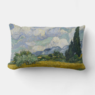 Wheat Field with Cypresses, Oil Painting, Van Gogh Lumbar Pillow