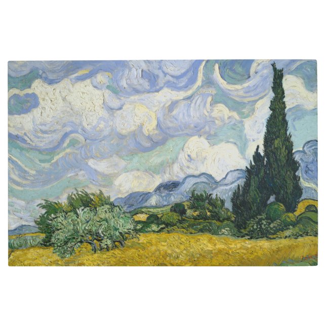 Wheat Field with Cypresses, Oil Painting, Van Gogh Metal Print (Front)