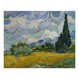 Wheat Field with Cypresses, Oil Painting, Van Gogh Poster
