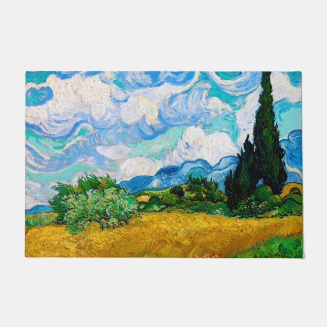 Wheat Field with Cypresses, Van Gogh Doormat (Front)