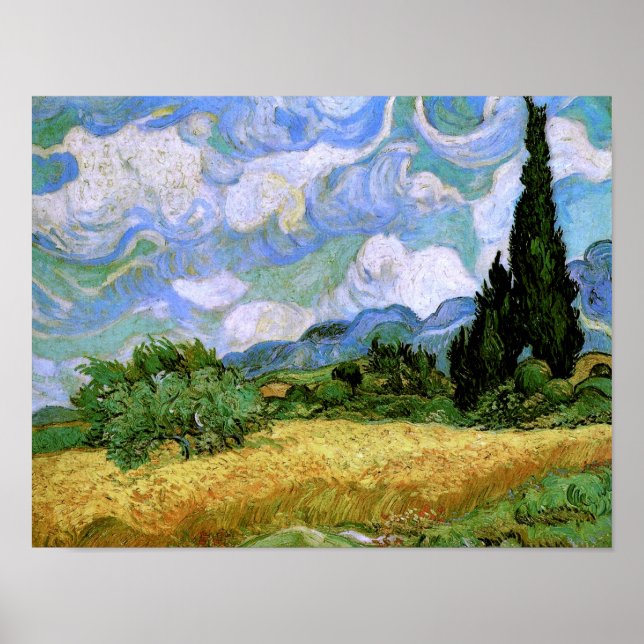 Wheat Field with Cypresses Van Gogh Fine Art Poster (Front)