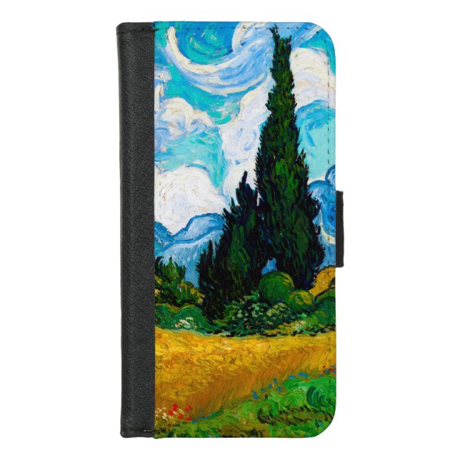 Wheat Field with Cypresses, Van Gogh iPhone Wallet Case (Front)