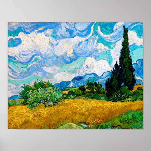 Wheat Field with Cypresses, Van Gogh Poster (Front)